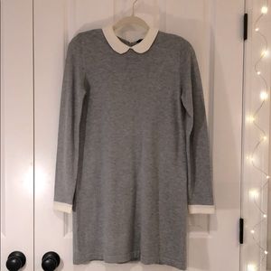 Gray Peter Pan Collar Sweater Long Sleeve Dress